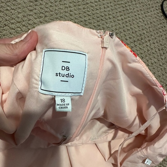 A109 DB Studio Floral Lace Fit Flare A line Dress Sz 18 Pink Spring - Picture 5 of 8